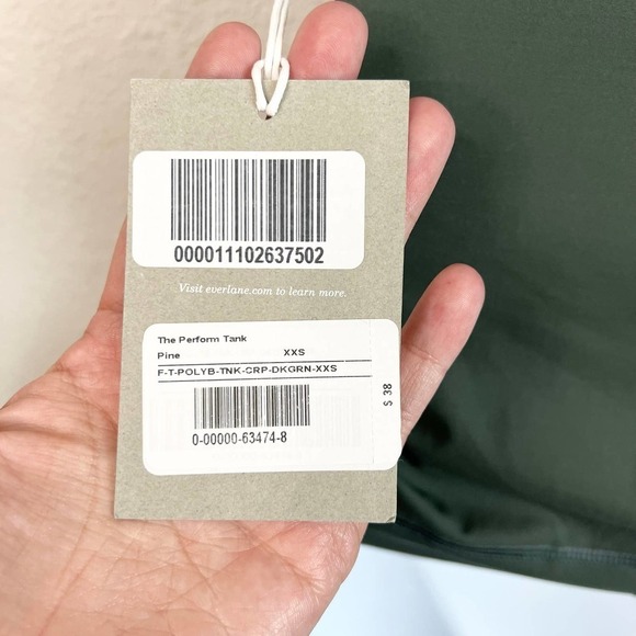 New Everlane The Perform Tank Cropped Athletic Pine Green Women's XXS Gym - Picture 3 of 3